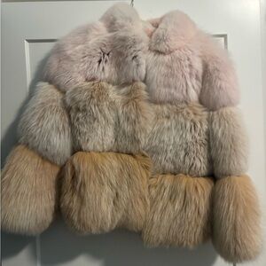 Luxurious Fur Jacket - Pink, Cream, and Tan